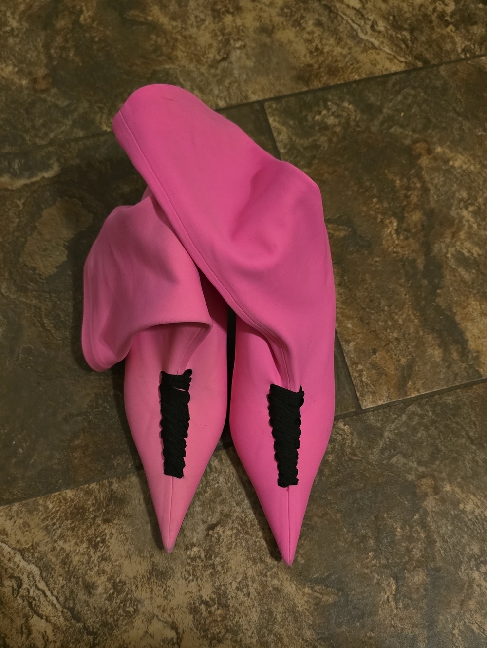 Balenciaga Pink Pointed Sock Boots with Black Detail
